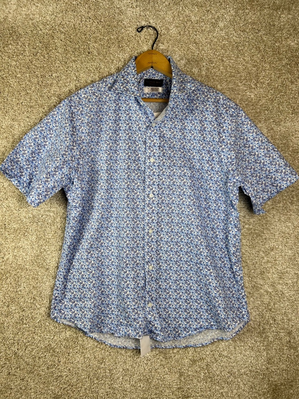 Thomas Dean Men’s Short Sleeve Button Up Paisley Design Size M NWT